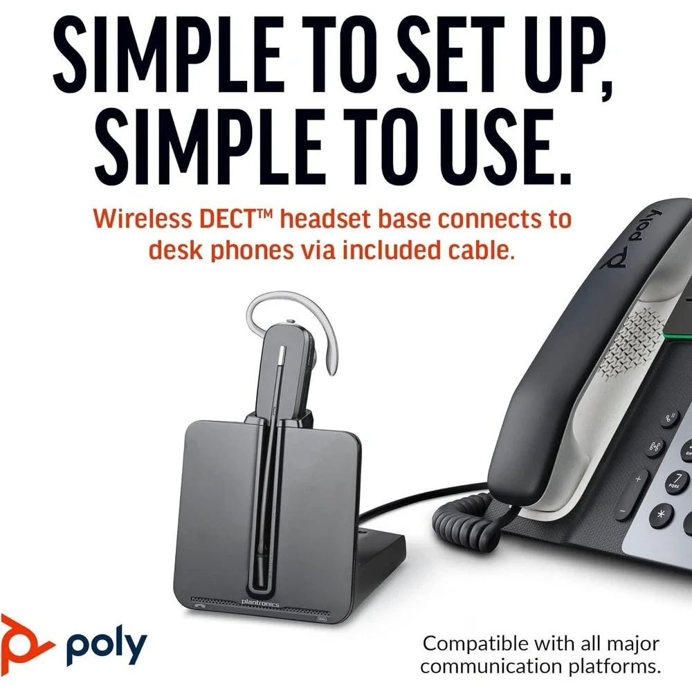 Plantronics CS540‎ Wireless Headset System Black Single Ear (Mono) Noise Cxling